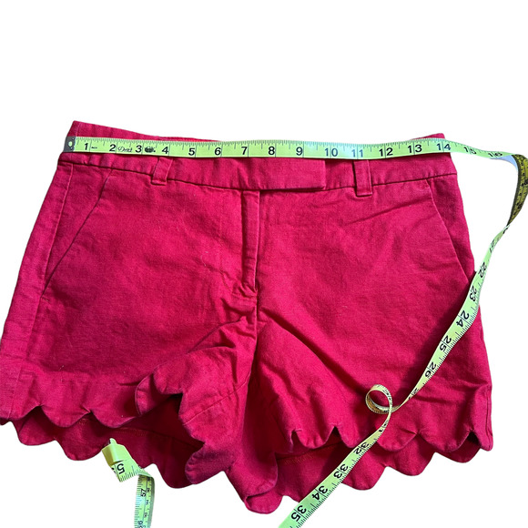 J CREW Red Petal Cuff Linen Cotton Blend Shorts, size 0 - Picture 5 of 7